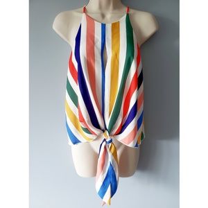 2/20 Tyche Candy Stripe Halter Top Size S A1